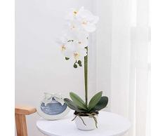 True Holiday orchidea artificiale composizioni floreali con vaso in porcellana bianca, fiori artificiali bonsai decorazione centrotavola, plastica, realistico e realistico White2