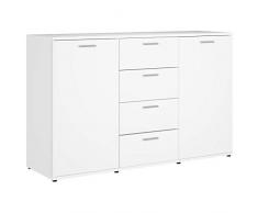 Lasamot Credenza Mobile Laterale Armadio da Cucina Costumista Mobilia Armadio Multiuso Mobiletto del Bagno Truciolare Bianco Lucido 120 × 35,5 × 75 cm