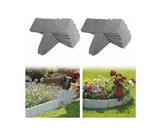 YXLM - Bordatura da giardino effetto pietra, bordi di prato da giardino in plastica, recinzione da giardino per separare il prato del giardino e le aiuole, 40 pezzi, colore: Grigio