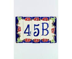 Numeri civici in ceramica,numero civico ceramica fiore,tasselli ceramica nfp 4.Dim:Altezza 11,5cm,larghezza totale 17,5cm.
