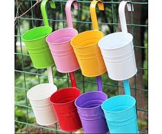 Vasi in metallo da appendere, fioriera da appendere, per piante e fiori, per balconi, recinti, interni, esterni, giardino e casa, set da 8 pezzi