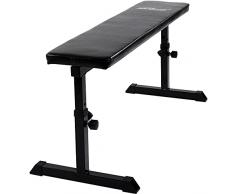 Physionics® Panca Piatta - Altezza Regolabile in 5 Livelli, 103x47x44-57cm, Telaio in Acciaio, Cuscino Imbottito, Carico 200kg - Panca per Sollevamento Pesi, Piana, da Allenamento, Fitness, Palestra