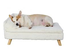 BingoPaw Divano per Gatti Cani: Letto per Gatti Cuccia per Gatto da InternoTaglia Piccola con Schienale Animali Domestici Morbida con Cuscino Gambe Legno 80x50x39cm