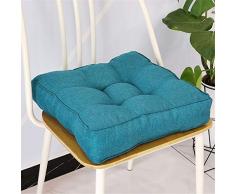 Treer Cuscini Imbottiti Trapuntati per Sedili- lino Imbottitura Spessa Cuscino Trapuntato/Cuscino per Pavimento Lounge da Esterno per Mobili e Arredamento da Giardino (blu pavone,40x40x9cm)