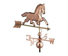 Relaxdays Segnavento con Cavallo, Metallo, Banderuola con Freccia Segna Vento, Accessorio Tetto, Giardino, Balcone, Rame