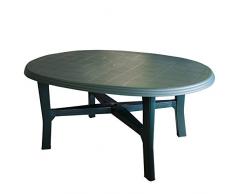 Multistore 2002 Tavolo da giardino, ovale, 165 x 110 cm, in plastica, colore: verde