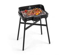 Klarstein Grillkern - Grill Elettrico, Barbecue, Grill da Tavolo, 3 Zone di Calore, Doppio Elemento Riscaldante, Ideale per Bistecche, Nero