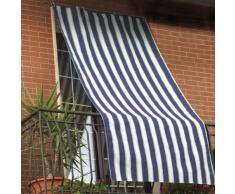 Tenda da sole 150x290cm in tessuto a strisce con anelli ombra per balcone terrazzo casa (BLU)