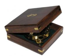 Elecsa 9061 Compasso nautico con funzione di meridiana, in ottone, con custodia di legno, 11,5 cm