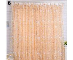 Amesii, tende in voile velato con motivo floreale rustico per finestra, porta, tenda balcone, mantovane, pannelli Orange