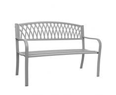 Mendler Panca panchina 2 posti da Giardino HWC-F45 Acciaio Verniciato Grigio