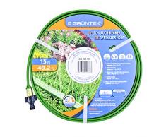 GRÜNTEK Tubo Acqua Forato Nebulizzatore Irrigazione a pioggia goccia per Giardino Orto stretti e lunghi. Tubo 15m con raccordi in ottone