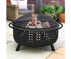 Harrier Caminetto Per Esterno - Camino Per Giardino | Ideale Per Legna & Carbonella | Griglia Opzionale Per Cucinare | Solo Caminetto, Caminetto Intrecciato (107cm)