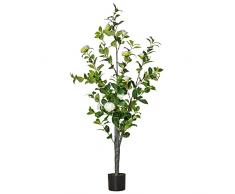 HOMCOM Pianta Finta ad Albero Camelia da 150cm con Vaso e 25 Fiori, Pianta Artificiale da Interno ed Esterno
