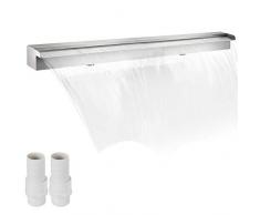 VEVOR Fontana per Piscina a Cascata, Fontana per Piscina Rettangolare, Costruita in Acciaio Inossidabile Laghetto per Cascata, Fontana a Cascata da Giardino (150 CM)