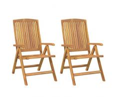 vidaXL Sedie da Giardino Reclinabili 2 pz in Legno Massello di Teak