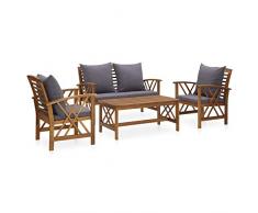 Tidyard Set Divani da Giardino con Cuscini in Legno massello di Acacia,Salotto da Giardino,Set Mobili da Giardino in Legno, Set Salotto da Esterno con Tavolino,Ampia Scelta di Colori e Dimensioni