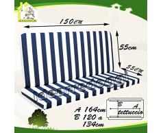 Buonocore A&B Nuove Idee Cuscino per Dondolo Lastra 3 Posti 150 Cm Bianco/Blu