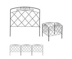 Relaxdays Recinzione da Giardino, Set 4 Pareti per Cortile, Recinto Decorativo, Metallo, Design Antico, 41,5x245 cm,Nero