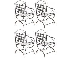 CLP Set Di 4 Sedie In Ferro Lotta In Stile Art Nouveau I Sedie Da Esterno Con Braccioli I Sedie Da Giardino, Colore:bronzo