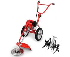 F&FSH Tosaerba A Spinta, Motore A Gas 42.7CC 2 Tempi Multifunzionale Piccolo Tosaerba Domestico A Piedi Dietro Scarificatore