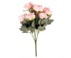 Composizione di fiori artificiali, mazzo di fiori, fiori e colori, fiori decorativi con manico lungo, diametro circa 3-6 cm (rose, 39 cm, fiori grandi, rosa)