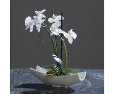 DPI, Orchidea Phalaenopsis artificiale in ciotola di ceramica, colore bianco crema, 27 cm