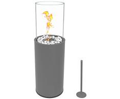 Monster24 - rotondo caminetto a bioetanolo 80x26x26 cm | caminetto per interni ed esterni | caminetto al piano | caminetto per il patio | caminetto decorativo | certificata EN 16647:2015 | grigio