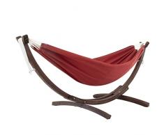 Vivere C8SPSN-CR Amaca Doppia Sunbrella con Supporto in massello di Pino Crimson, Solid Pine