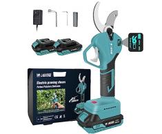 Forbici Potatura Elettriche ，Forbice Potatura Batteria Con 2 Pezzi Ricaricabili 21V 2.0Ah Alimentati a Batteria al litio e 2 Lame, Diametro di taglio da 40 mm,Motori brushless