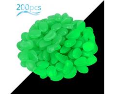 ZoomSky Pietra Luminosa 200 PCS Ciottoli Luminosi Resina Glowing Stone Illumina Il Tuo Giardino Acquario Affascinante Luce Verde Decora latmosfera da Sogno per Te