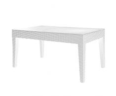 GARDENIA Nova 90 Tavolo da Esterno in Resina Effetto Rattan, Bianco