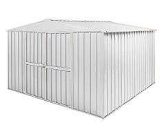 Notek Srl Box in Acciaio Zincato Casetta da Giardino in Lamiera 3.60 x 3.45 m x h2.12 m - 150 kg – 12,25 Metri Quadri (BIANCO)