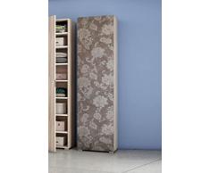 Dmora Armadio multiuso a 1 anta e 7 ripiani regolabili, 100% Made in Italy, Mobile portascarpe da ingresso, Scarpiera moderna, cm 50x30h182, colore Olmo e fantasia