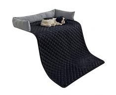 OKYUK Letto per cani, Letto per cani lavabile a mano, Cestino per cani, Coperta per cani, Divano per cani, Copridivano, Super morbido antiscivolo, Cane di taglia grande (75 x 120 cm, Nero Grigio)