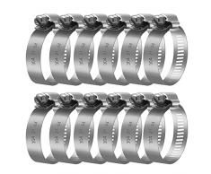 12 fascette stringitubo in acciaio inox, 21 – 44 mm, fascetta in acciaio inox, morsetti regolabili per tubo e tubo per laghetto, giardino, piscina o lavatrice