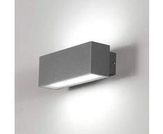 Dr.lazy 12W LED lampada da parete Lampada Muro in Alluminio Applique da parete Esterna impermeabile IP65 Faretto soggiorno/terrazzo/giardino 6000K bianco freddo (grigio/bianco freddo)
