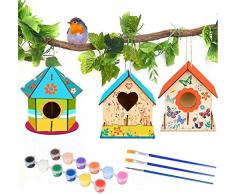 Casetta Uccellini da Costruire Fai da Te Bambini, Casetta Uccelli in Legno Kit con 3 Casetta per Uccellini da Dipingere da soli per idee regalo bambini, Artigianato Regali per Bambini