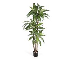 artplants - Arbusto di Dracaena Fragrans Artificiale, in Vaso, 80 Foglie, Verde-Bianco, 120 cm - Pianta Tropicale/Cespuglio Ornamentale