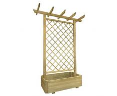 Tidyard Fioriera con Traticcio e Pergolato in Legno Massello di Pino 162x56x204 cm,Fioriera Grigliato Legno,Fioriera Traccolo Legno,Fioriera Grande,Fioriera da Giardino legno,Fioriera con Pergolato