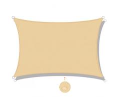 SUNNY GUARD Tenda a Vela Rettangolare 4x6m Impermeabile,Vela ombreggiante parasole Protezione Raggi UV per Giardino Esterno terrazza,Sabbia