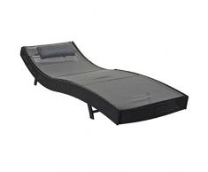 Mendler Lettino Regolabile da Esterno Savannah Acciaio polyrattan 220x70x88cm Antracite con Cuscino Grigio