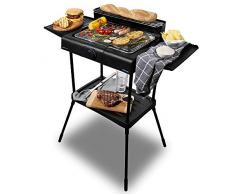 Cecotec Barbecue elettrico PerfectSteak 4250 supporto da 2400 W, griglia in acciaio inossidabile, supporti di grande superficie, 3 livelli di altezza e paravento Con piedi