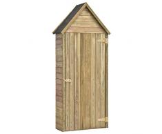vidaXL Legno Pino Impregnato Capanno Attrezzi Giardino con Porta Robusto Pratico Casetta Strumenti Ripostiglio Deposito 77x28x178 cm Colore Naturale