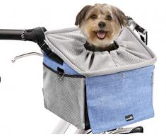 Pecute Cestino per Bicicletta Animale Domestico, Cestino Anteriore Bici Staccabile per Cani/Gatti, Zaino Trasportino per Cane,6KG,Blu
