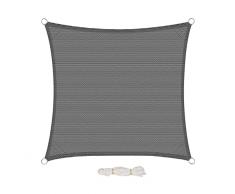 EUGAD Vela Ombreggiante 4 x 4 m, Tenda a Vela in 200 g/m² HDPE , Tende Parasole Rettangolare Protezione Solare Schermo UV, Respirante, per Giardino Terrazzo Balcone, Grigio 0188ZYF