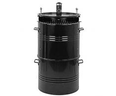 MasterCook - Barbecue A Carbonella Barrel Impilabile In Acciaio Con Termometro E Coperchio, 3 in 1 Multifunzione Grill, Affumicatore E Forno Pizza, Diametro 48 Cm E Altezza 100 Cm