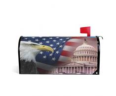 Wamika - Cassetta postale magnetica, motivo: aquila calva, bandiera americana Patriotica USA, cassetta postale per giardino, cortile, decorazione per la casa, dimensioni standard 53 cm (lunghezza) x 1