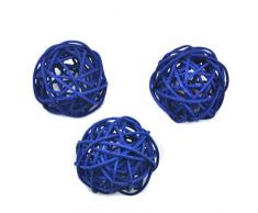 Ougual Set di 10pcs Wicker Rattan Balls Wedding Party Decorazioni Natalizie Appeso Wobble Palla di Natale 6cm, Blu