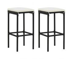 Sgabello Alto, Mobili per il soggiorno, Sgabelli da Bar con Cuscini 2 pz, Robusto e durevole, Adatto per bar, caffè, lounge, cucine e banconi Neri in Polyrattan